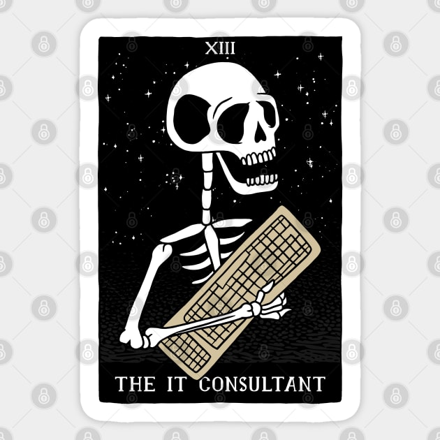 funny tarot card – The IT consultant (black on white) Sticker by LiveForever